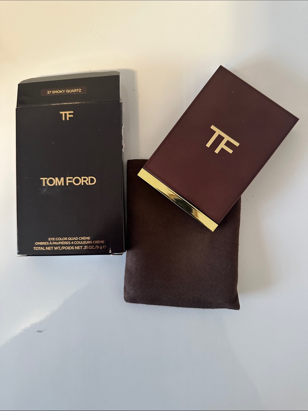 Tom Ford Maroon Compact with Gold Accents